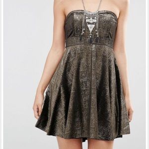 NWT Free People velvet metallic mini dress XS & L